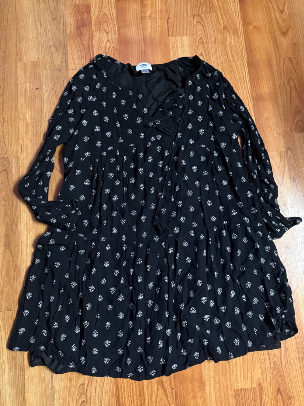 Old Navy Black Maxi Dress with White Floral Print